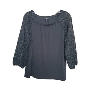 Talbots Lace Sleeve Ponte Knit Blouse Size Medium